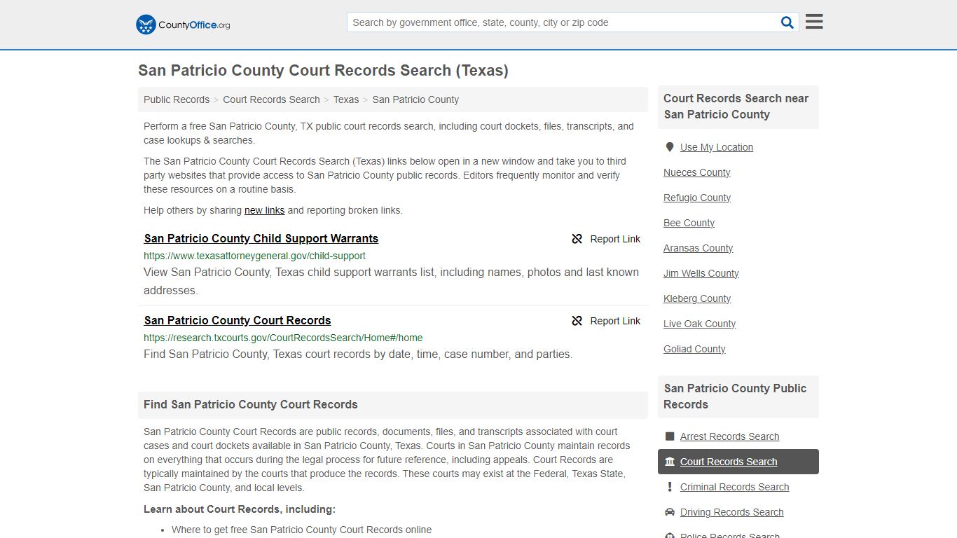 San Patricio County Court Records Search (Texas) - County Office